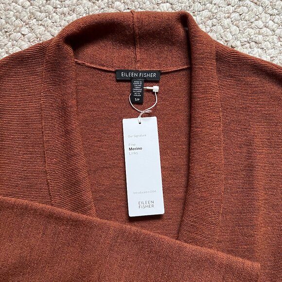 EILEEN FISHER - No-Close Fine Merino Links Long Cardigan -- NEW with Tag - Picture 12 of 13